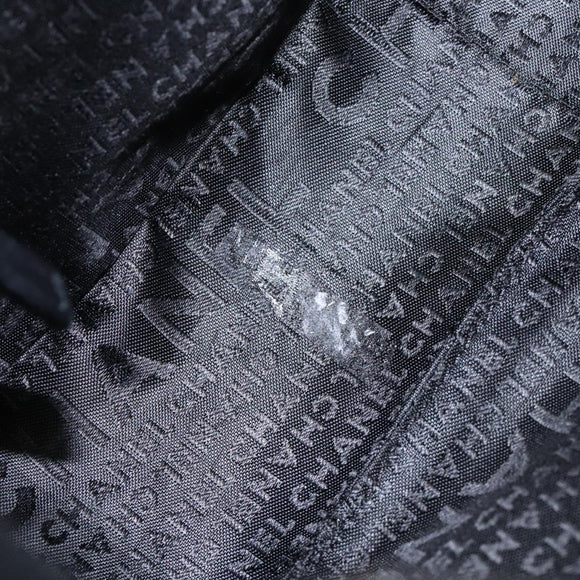 CHANEL Chain COCO Mark Camelia Shoulder Bag Suede Black Silver CC Auth BA4776