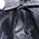 CHANEL Chain COCO Mark Camelia Shoulder Bag Suede Black Silver CC Auth BA4776-20