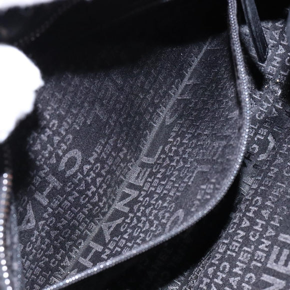 CHANEL Chain COCO Mark Camelia Shoulder Bag Suede Black Silver CC Auth BA4776