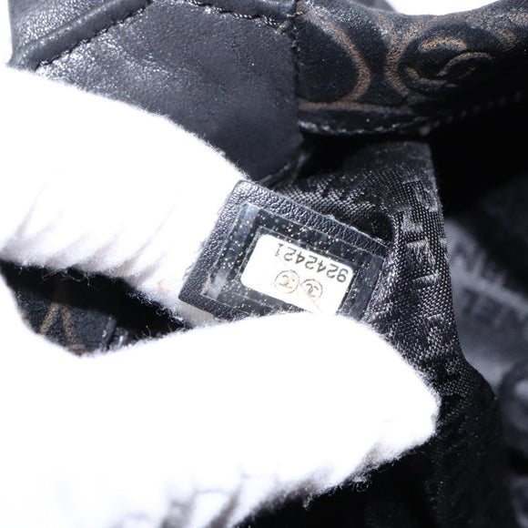 CHANEL Chain COCO Mark Camelia Shoulder Bag Suede Black Silver CC Auth BA4776