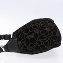 CHANEL Chain COCO Mark Camelia Shoulder Bag Suede Black Silver CC Auth BA4776-5