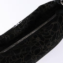 CHANEL Chain COCO Mark Camelia Shoulder Bag Suede Black Silver CC Auth BA4776-6