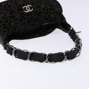 CHANEL Chain COCO Mark Camelia Shoulder Bag Suede Black Silver CC Auth BA4776-7