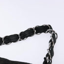 CHANEL Chain COCO Mark Camelia Shoulder Bag Suede Black Silver CC Auth BA4776-8