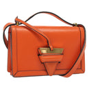 LOEWE Barcelona Shoulder Bag Leather Orange Auth BA4778-1