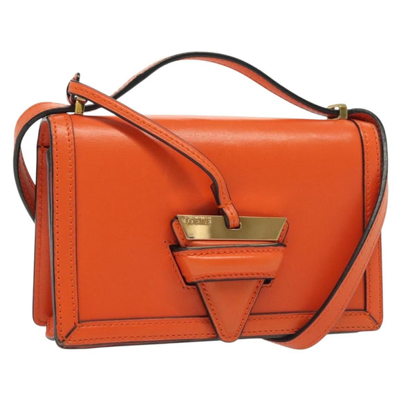 LOEWE Barcelona Shoulder Bag Leather Orange Auth BA4778