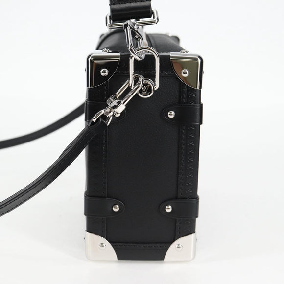 LOUIS VUITTON Side Trunk MM Shoulder Bag Leather Black M25160 LV Auth BA4781M