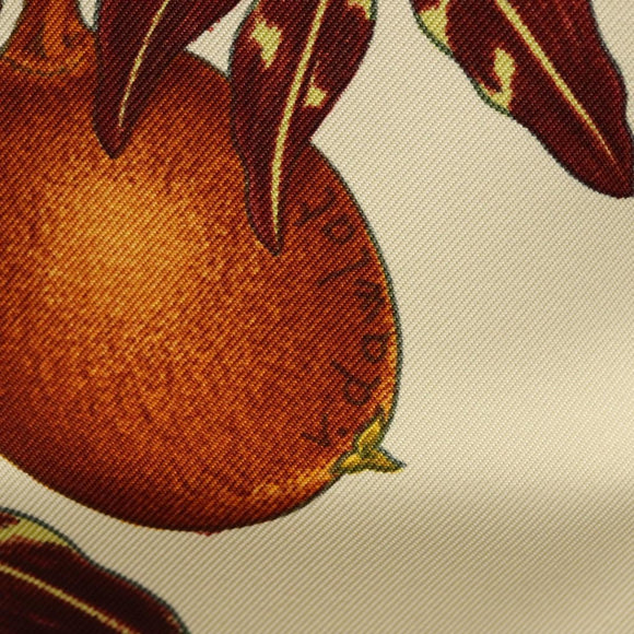 HERMES Carre 90 Scarf ""PASSIFLORES"" Silk Brown Auth BA4792