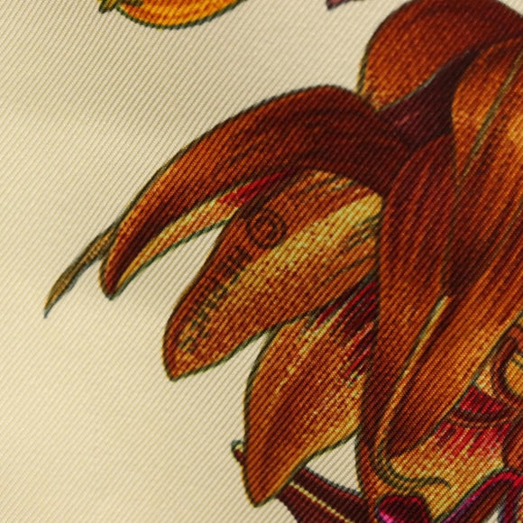 HERMES Carre 90 Scarf ""PASSIFLORES"" Silk Brown Auth BA4792