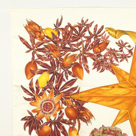 HERMES Carre 90 Scarf ""PASSIFLORES"" Silk Brown Auth BA4792 - 0