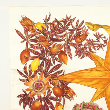 HERMES Carre 90 Scarf ""PASSIFLORES"" Silk Brown Auth BA4792 - 0