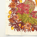HERMES Carre 90 Scarf ""PASSIFLORES"" Silk Brown Auth BA4792-8