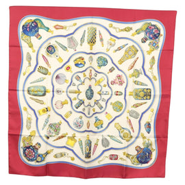 HERMES Carre 90 Scarf ""Qu'importe le Flacon"" Silk White Auth BA4793