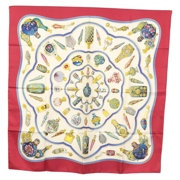HERMES Carre 90 Scarf ""Qu'importe le Flacon"" Silk White Auth BA4793