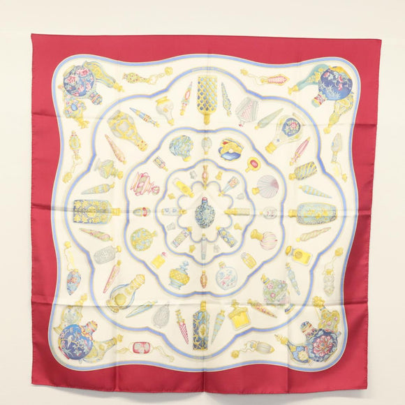 HERMES Carre 90 Scarf ""Qu'importe le Flacon"" Silk White Auth BA4793