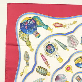 HERMES Carre 90 Scarf ""Qu'importe le Flacon"" Silk White Auth BA4793 - 0