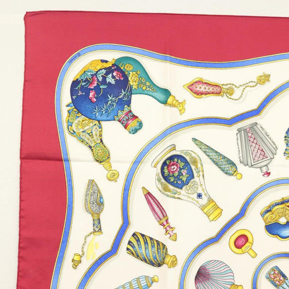 HERMES Carre 90 Scarf ""Qu'importe le Flacon"" Silk White Auth BA4793