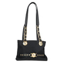 VERSACE Chain Shoulder Bag Nylon Black Gold Auth BA4795-1