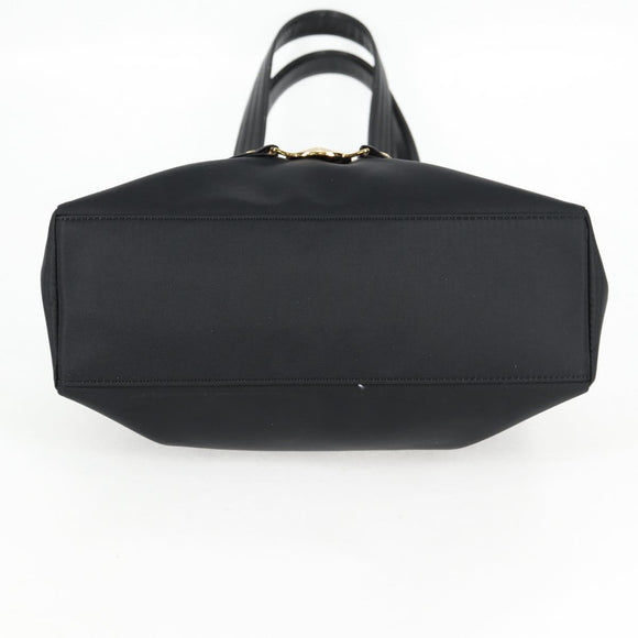 VERSACE Chain Shoulder Bag Nylon Black Gold Auth BA4795