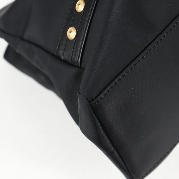 VERSACE Chain Shoulder Bag Nylon Black Gold Auth BA4795