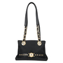 VERSACE Chain Shoulder Bag Nylon Black Gold Auth BA4795-13