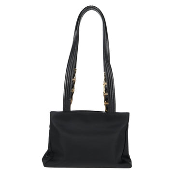 VERSACE Chain Shoulder Bag Nylon Black Gold Auth BA4795 - 0