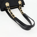 VERSACE Chain Shoulder Bag Nylon Black Gold Auth BA4795-9