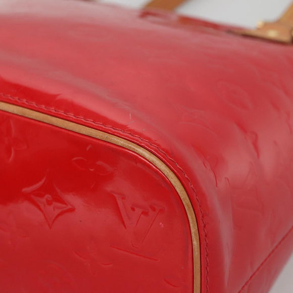 LOUIS VUITTON Monogram Vernis Houston Hand Bag Red M91092 LV Auth BA4799