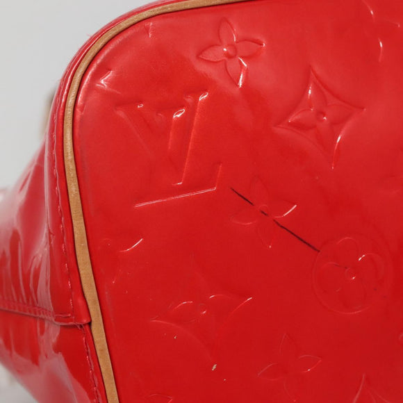 LOUIS VUITTON Monogram Vernis Houston Hand Bag Red M91092 LV Auth BA4799