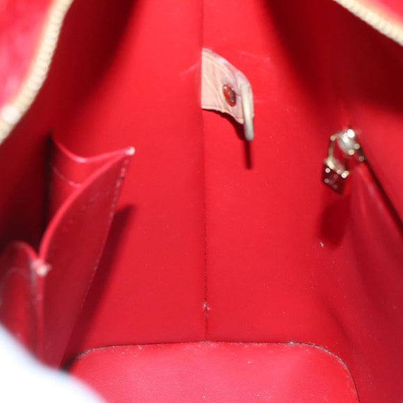 LOUIS VUITTON Monogram Vernis Houston Hand Bag Red M91092 LV Auth BA4799