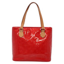 LOUIS VUITTON Monogram Vernis Houston Hand Bag Red M91092 LV Auth BA4799-13