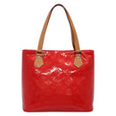LOUIS VUITTON Monogram Vernis Houston Hand Bag Red M91092 LV Auth BA4799-2