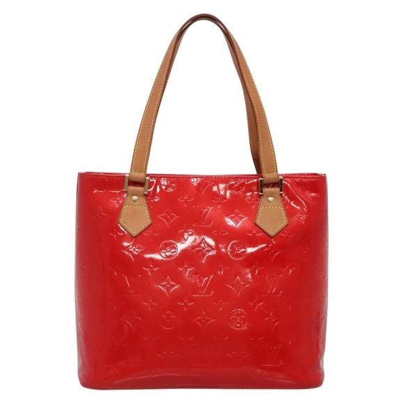 LOUIS VUITTON Monogram Vernis Houston Hand Bag Red M91092 LV Auth BA4799
