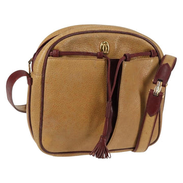 CARTIER Must Line Shoulder Bag Leather Brown Gold Auth BA4801