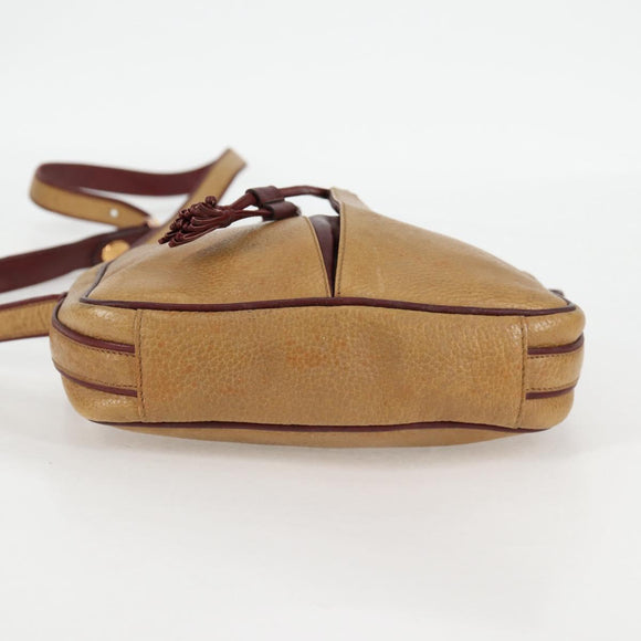 CARTIER Must Line Shoulder Bag Leather Brown Gold Auth BA4801