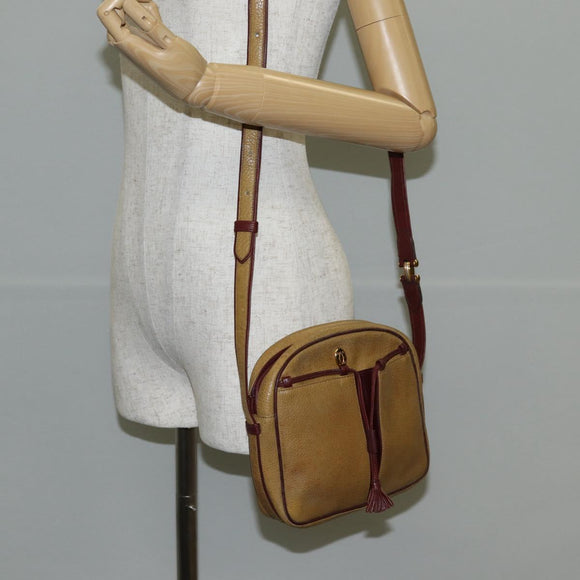 CARTIER Must Line Shoulder Bag Leather Brown Gold Auth BA4801