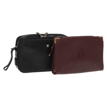 Gianni Versace Cartier Clutch Bag Leather 2Set Black Bordeaux Auth BA4804