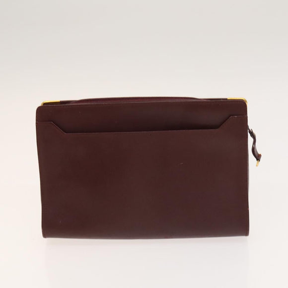 Gianni Versace Cartier Clutch Bag Leather 2Set Black Bordeaux Auth BA4804
