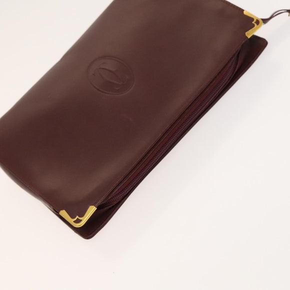 Gianni Versace Cartier Clutch Bag Leather 2Set Black Bordeaux Auth BA4804