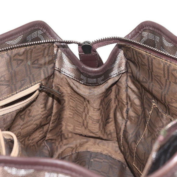 Salvatore Ferragamo Shoulder Bag PVC Leather Dark Brown Silver Auth BA4805