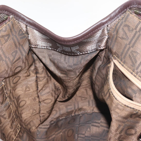 Salvatore Ferragamo Shoulder Bag PVC Leather Dark Brown Silver Auth BA4805