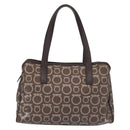 Salvatore Ferragamo Shoulder Bag PVC Leather Dark Brown Silver Auth BA4805-2