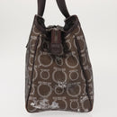 Salvatore Ferragamo Shoulder Bag PVC Leather Dark Brown Silver Auth BA4805-3