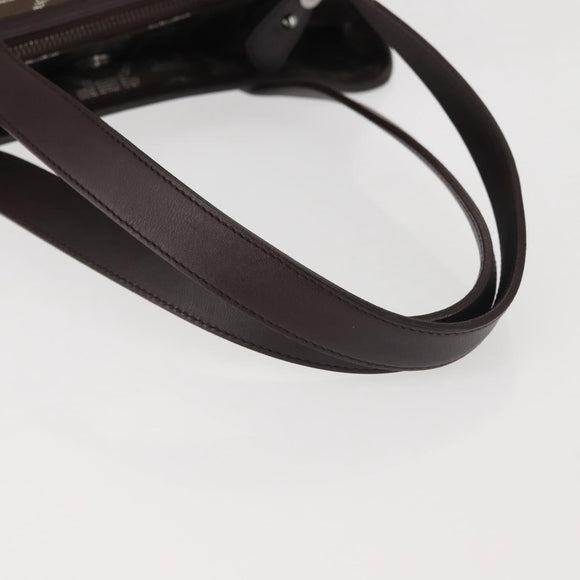 Salvatore Ferragamo Shoulder Bag PVC Leather Dark Brown Silver Auth BA4805