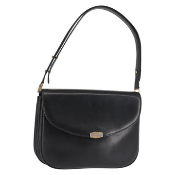 BALLY Shoulder Bag Leather Black Gold Auth BA4806