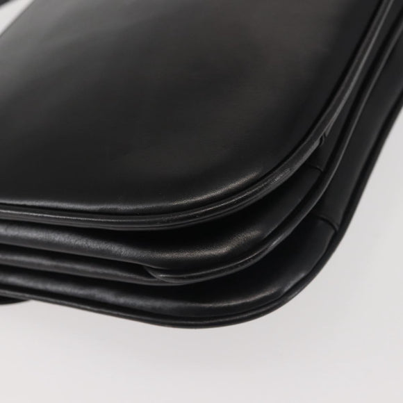 BALLY Shoulder Bag Leather Black Gold Auth BA4806