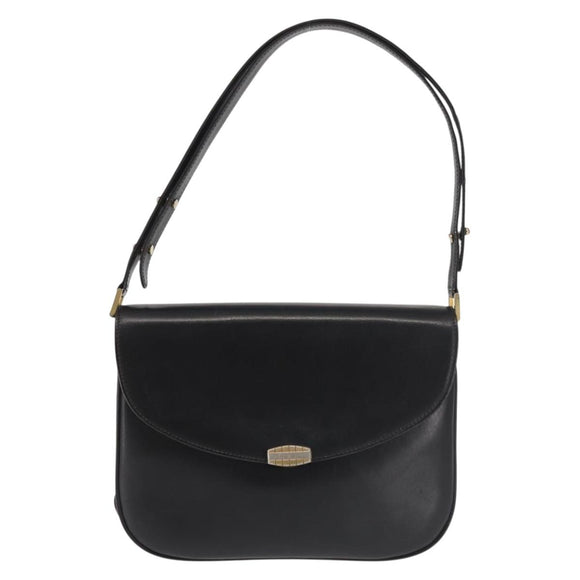 BALLY Shoulder Bag Leather Black Gold Auth BA4806