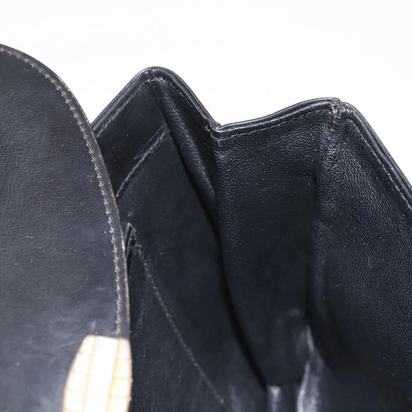 BALLY Shoulder Bag Leather Black Gold Auth BA4806