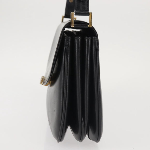 BALLY Shoulder Bag Leather Black Gold Auth BA4806