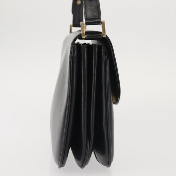 BALLY Shoulder Bag Leather Black Gold Auth BA4806